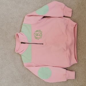 LTC - Pink & Green Embroidered, 3/4 Zip Hoodless Sweatshirt | XS (3/4)